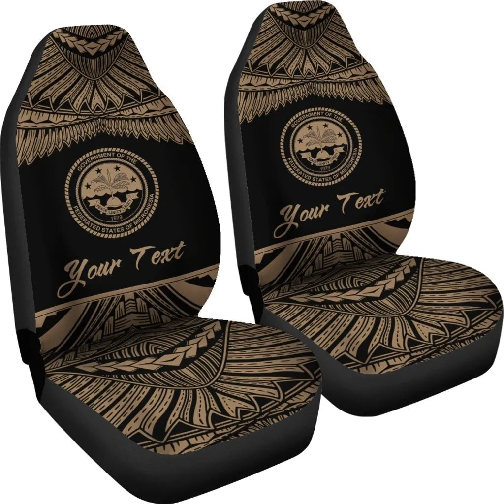 Federated States Of Micronesia Polynesian Custom Personalised Peisonalised Car Seat Covers - Pride Gold Version
