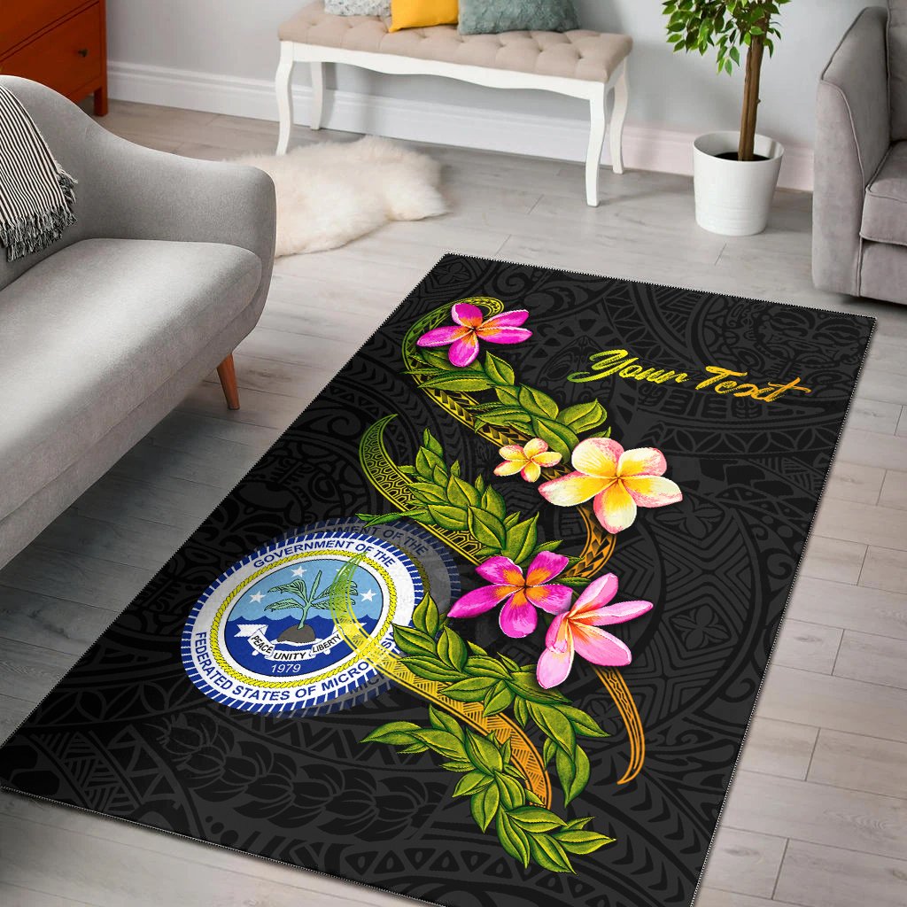 Federated States Of Micronesia Polynesian Custom Personalised Area Rug - Plumeria Tribal