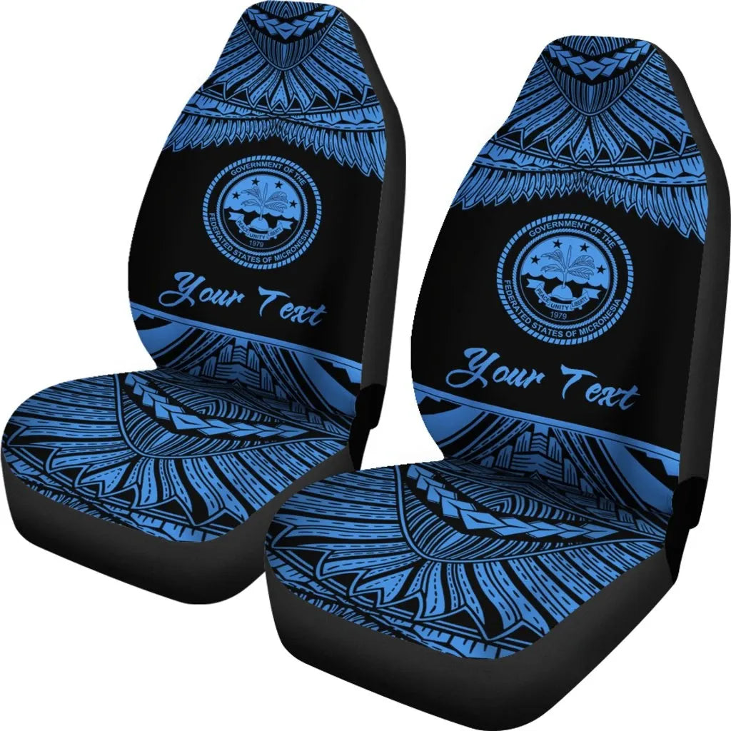 Federated States Of Micronesia Polynesian Custom Personalised Car Seat Covers - Pride Blue Version