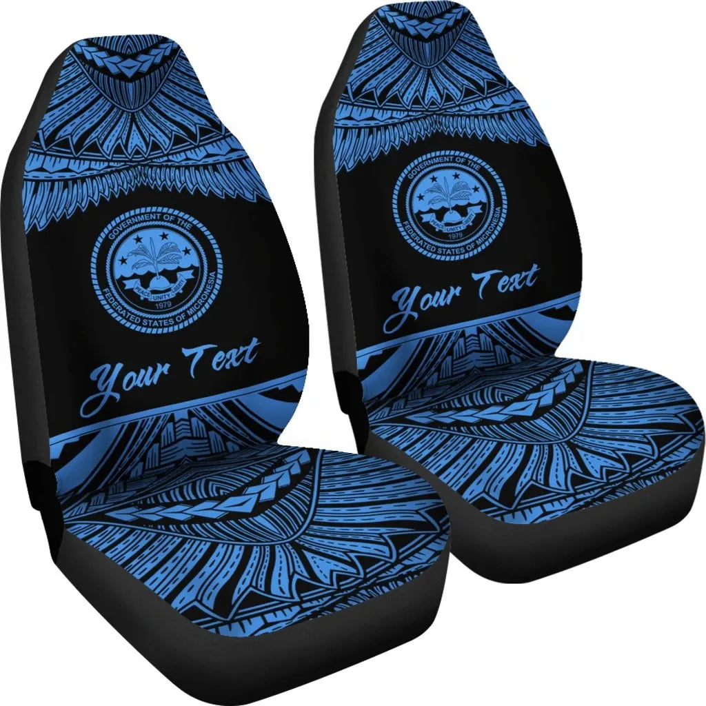 Federated States Of Micronesia Polynesian Custom Personalised Car Seat Covers - Pride Blue Version