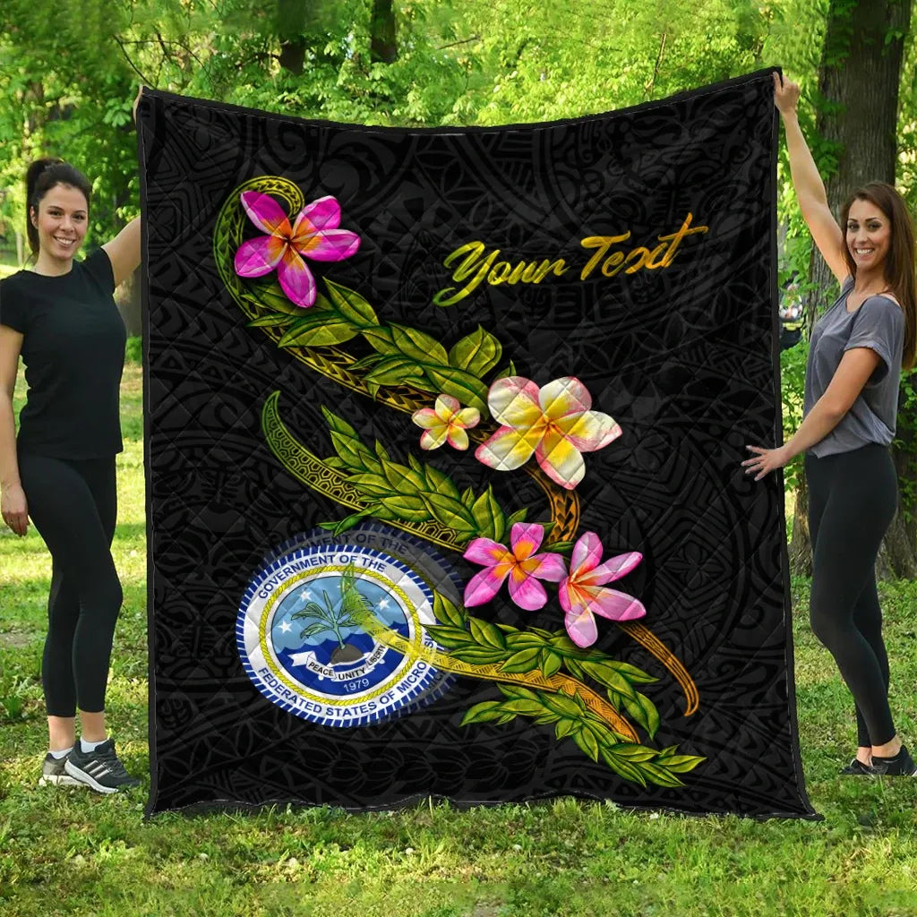 Federated States Of Micronesia Polynesian Custom Personalised Quilt - Plumeria Tribal