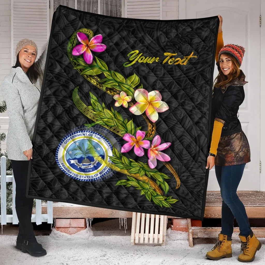 Federated States Of Micronesia Polynesian Custom Personalised Quilt - Plumeria Tribal