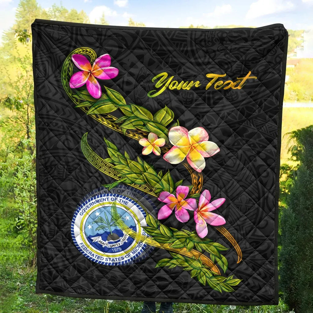 Federated States Of Micronesia Polynesian Custom Personalised Quilt - Plumeria Tribal