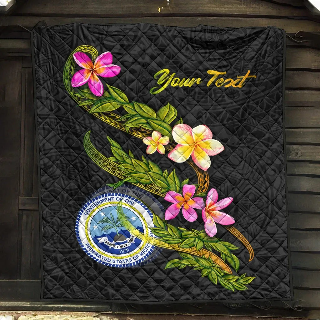 Federated States Of Micronesia Polynesian Custom Personalised Quilt - Plumeria Tribal