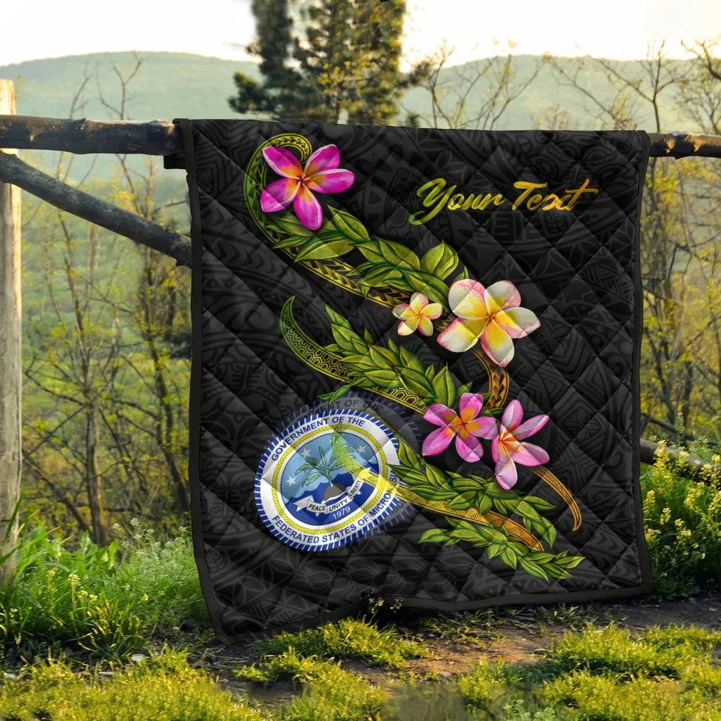 Federated States Of Micronesia Polynesian Custom Personalised Quilt - Plumeria Tribal
