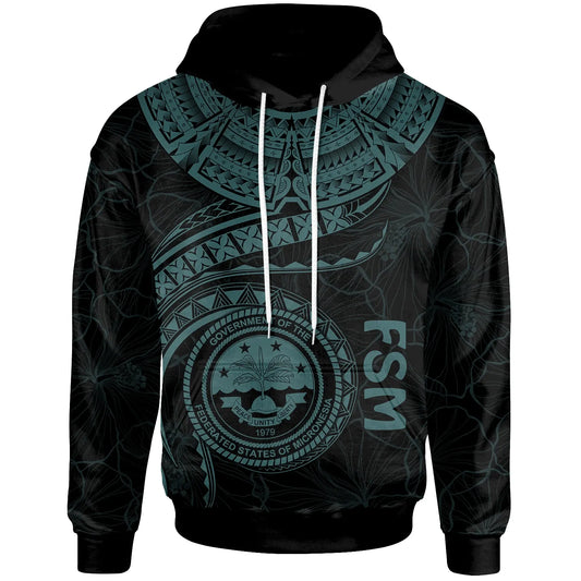 Federated States of Micronesia Polynesian Hoodie - FSM Waves (Turquoise)