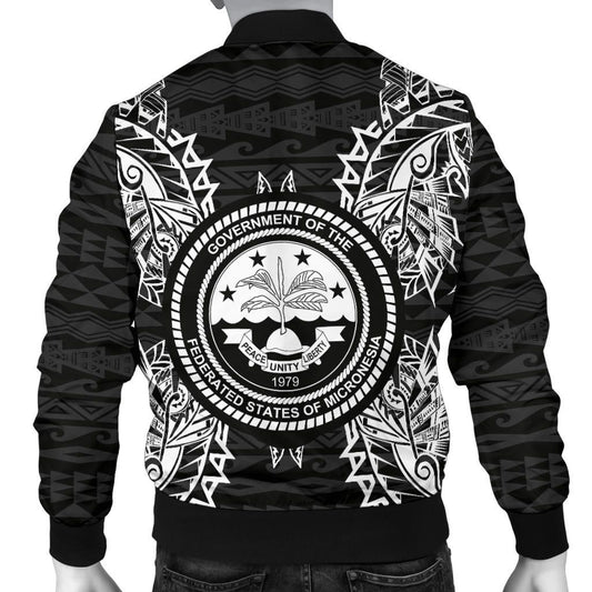 Federated States Of Micronesia Polynesian Bomber Jacket Map Black