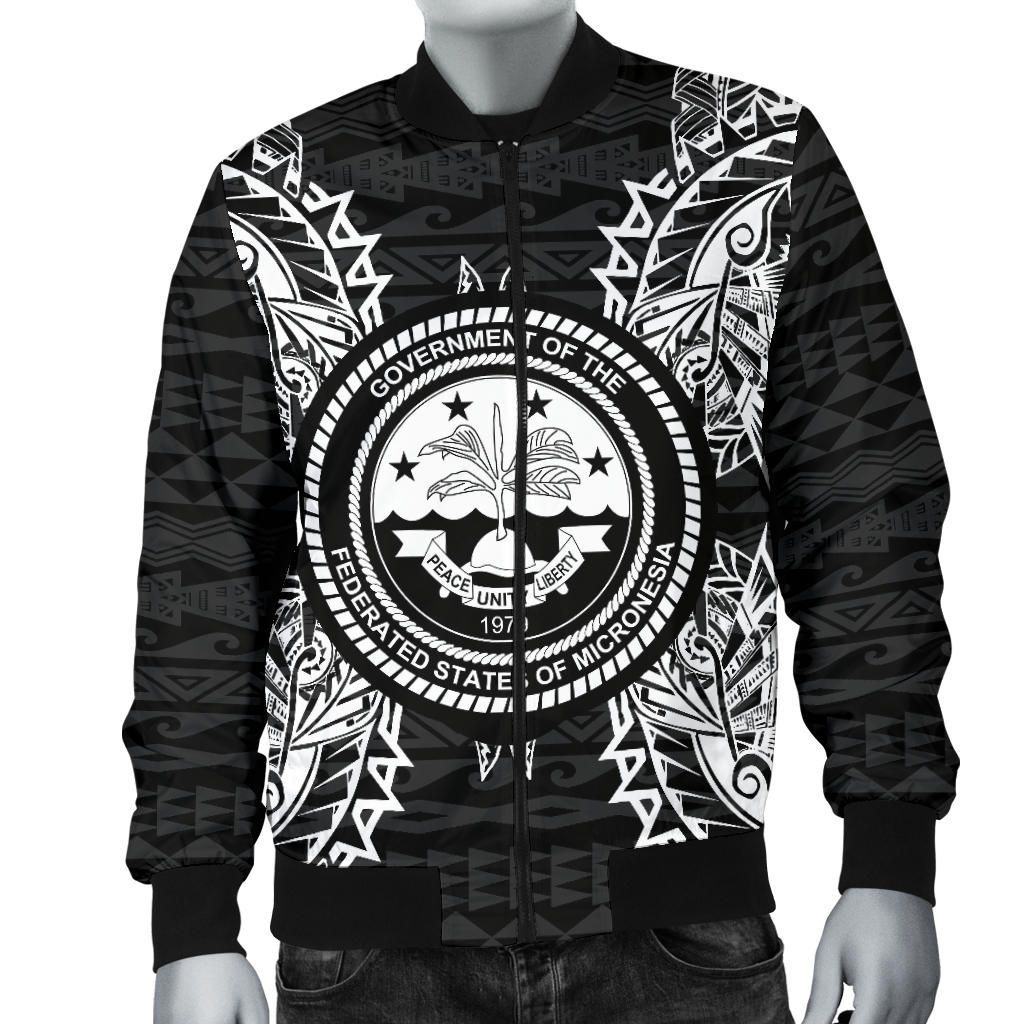 Federated States Of Micronesia Polynesian Bomber Jacket Map Black