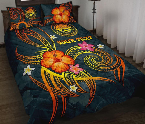 Federated States of Micronesia Polynesian Personalised Quilt Bed Set - Legend of FSM (Blue)