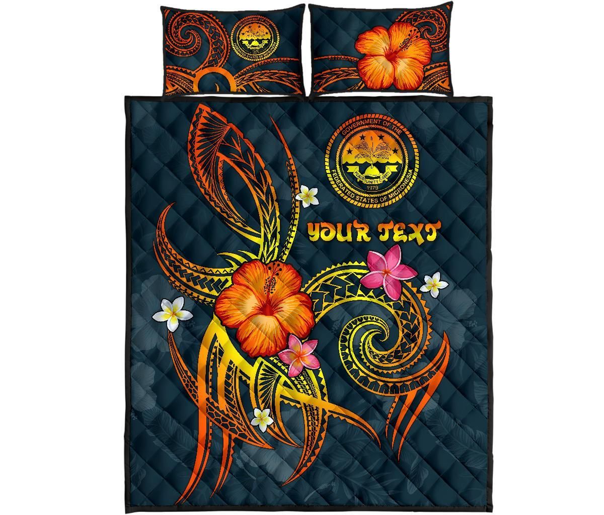 Federated States of Micronesia Polynesian Personalised Quilt Bed Set - Legend of FSM (Blue)