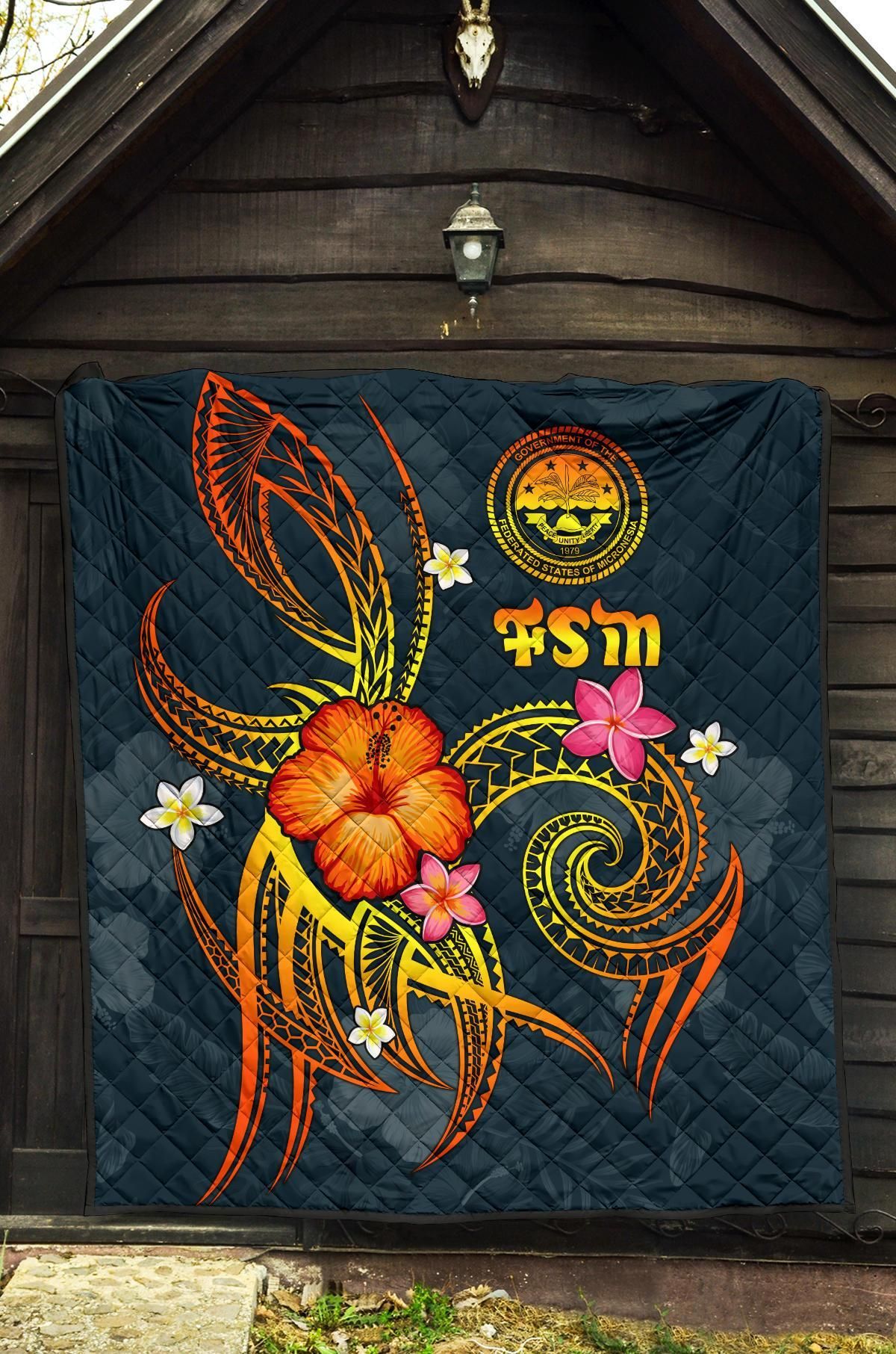 Federated States of Micronesia Polynesian Premium Quilt - Legend of FSM (Blue)