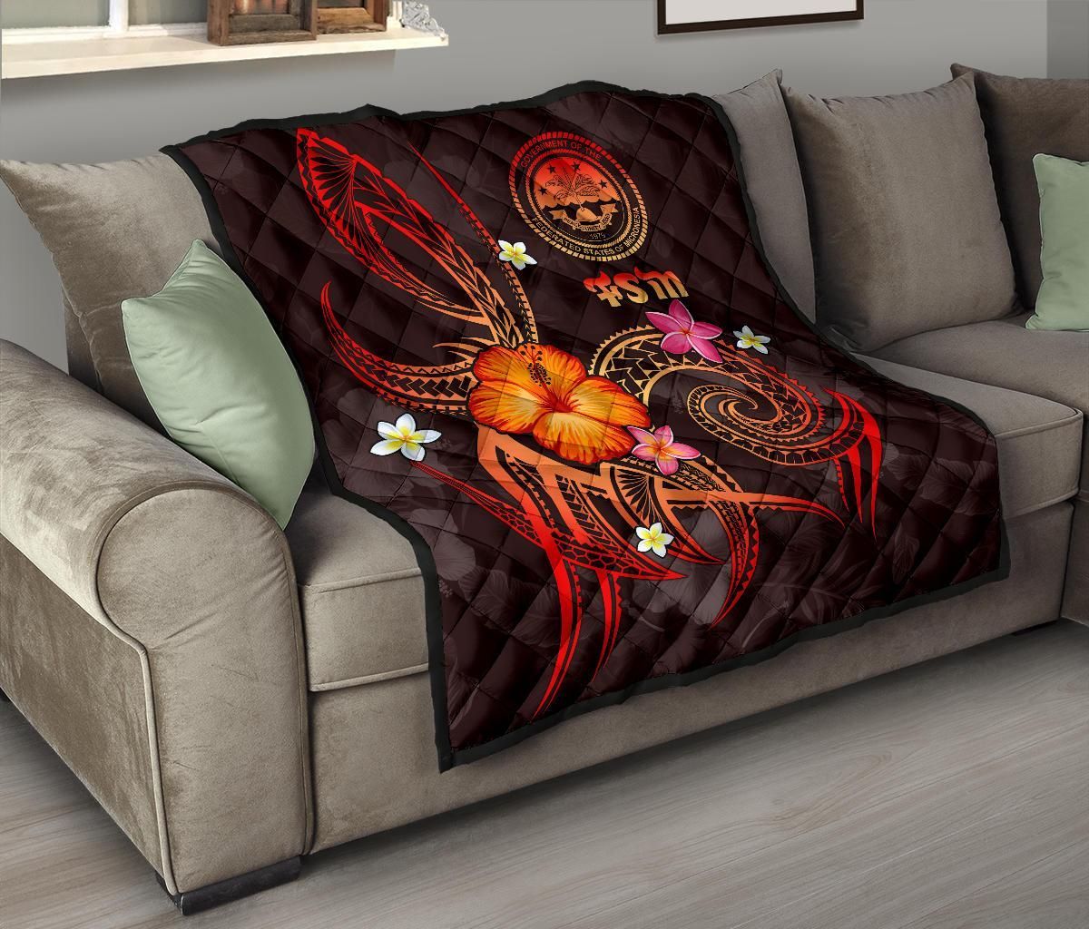 Federated States of Micronesia Polynesian Premium Quilt - Legend of FSM (Red)