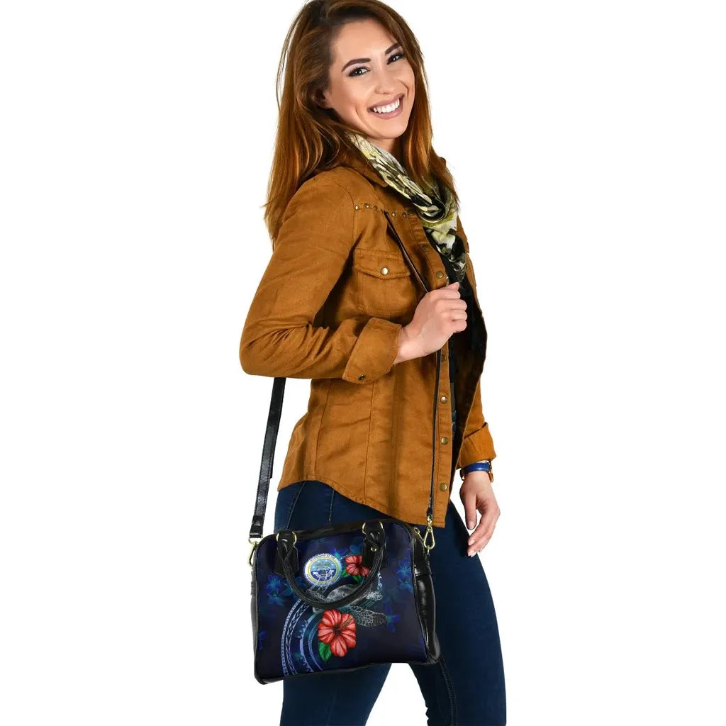 Federated States Of Micronesia Polynesian Shoulder Hand Bag - Blue Turtle Hibiscus