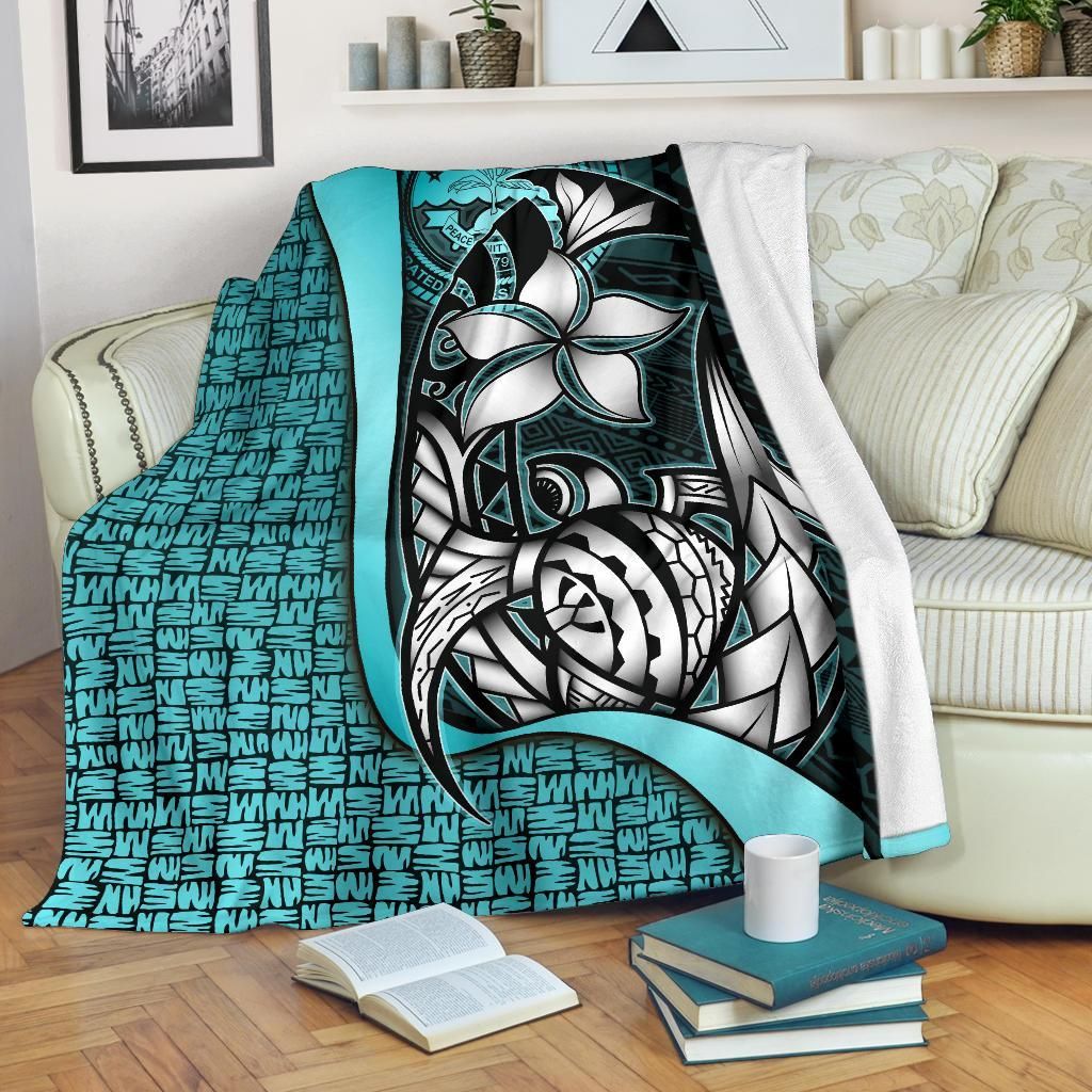 Federated States of Micronesia Premium Blanket Turquoise - Turtle With Hook