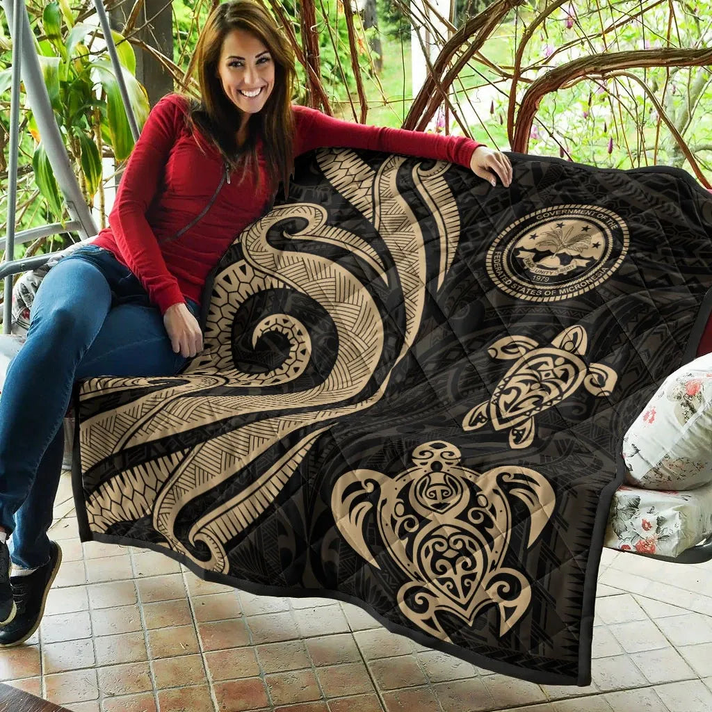 Federated States of Micronesia Premium Quilt - Gold Tentacle Turtle