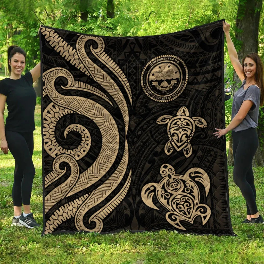 Federated States of Micronesia Premium Quilt - Gold Tentacle Turtle