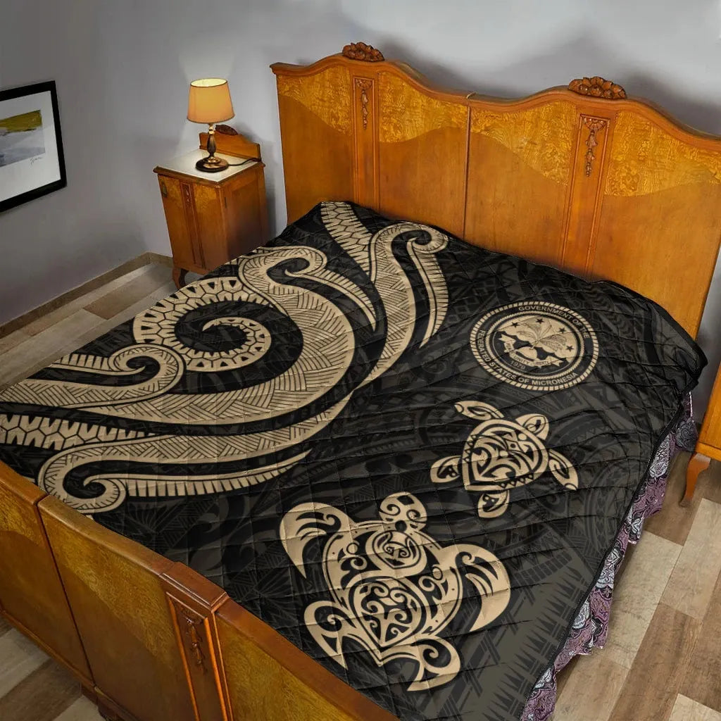 Federated States of Micronesia Premium Quilt - Gold Tentacle Turtle