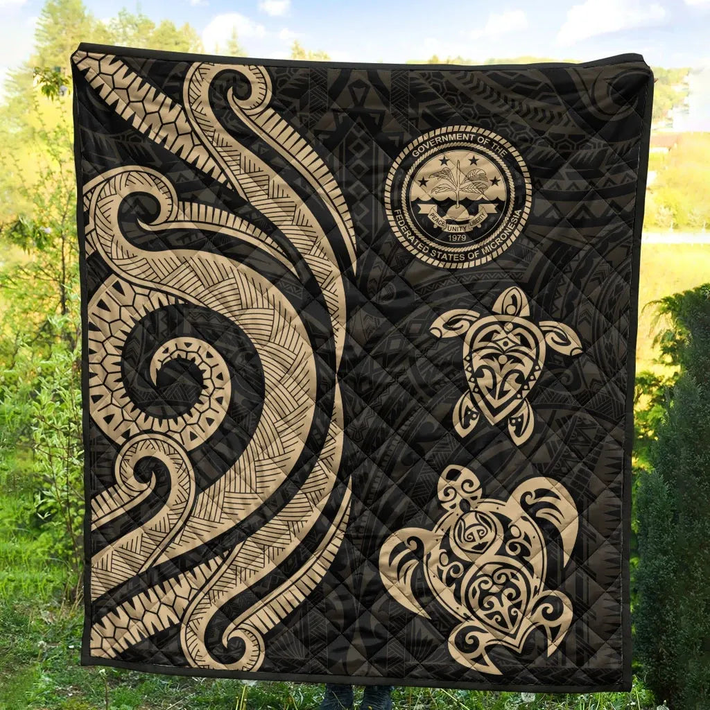 Federated States of Micronesia Premium Quilt - Gold Tentacle Turtle