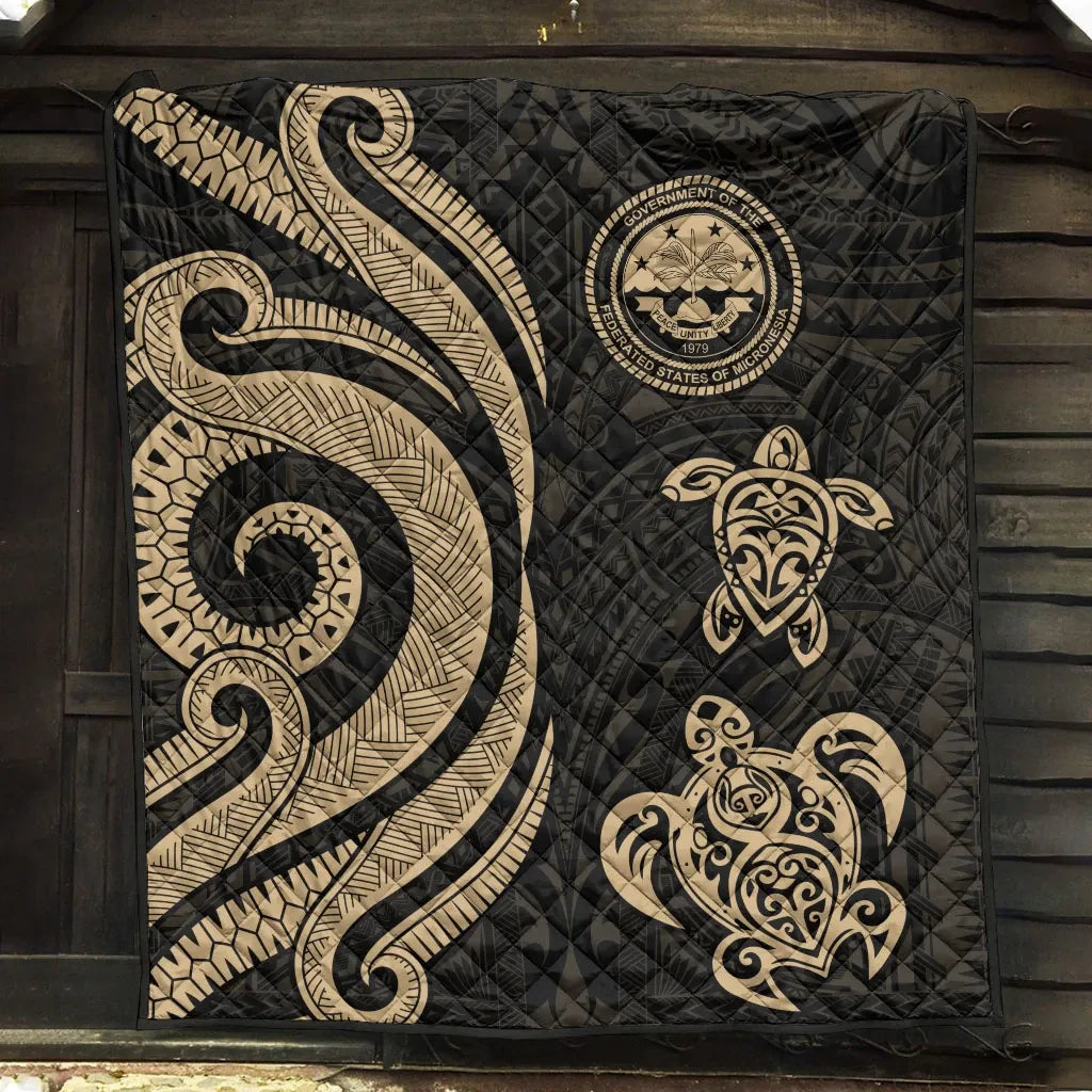Federated States of Micronesia Premium Quilt - Gold Tentacle Turtle