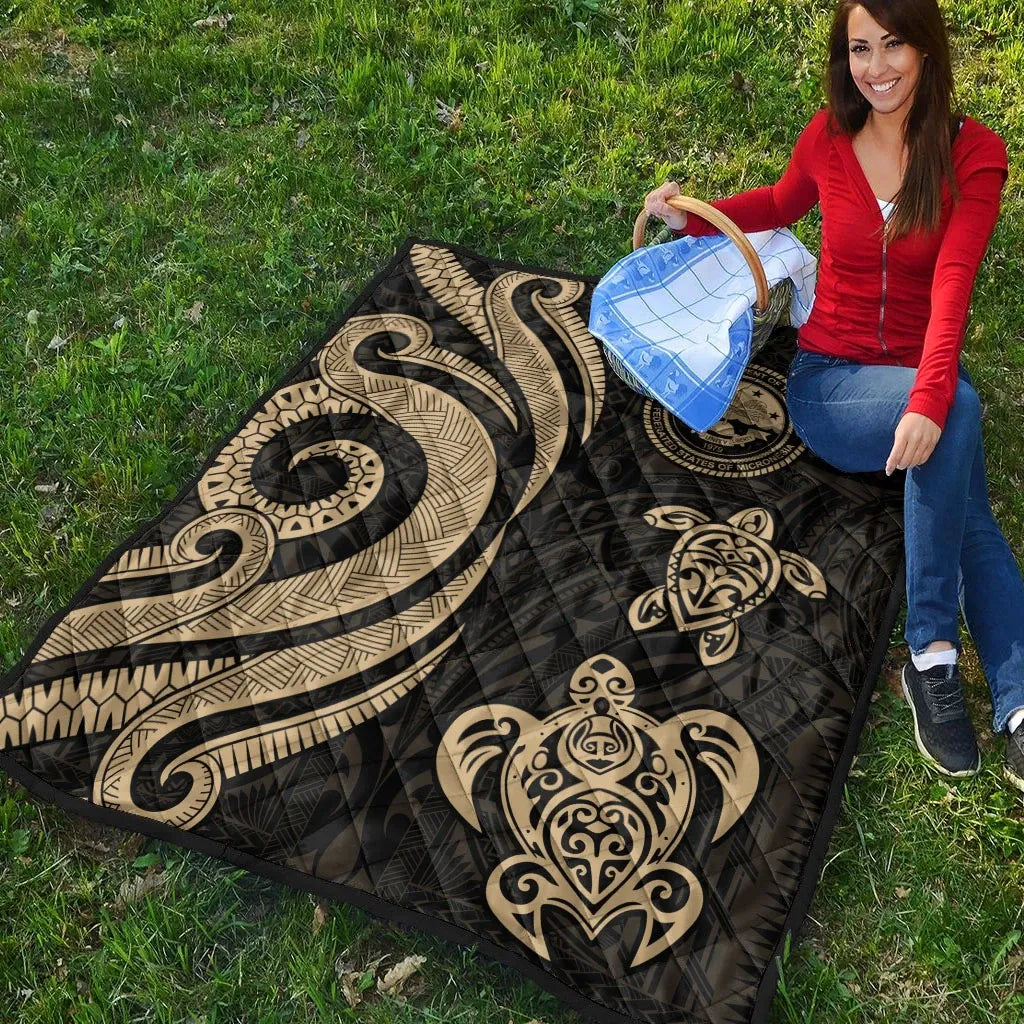 Federated States of Micronesia Premium Quilt - Gold Tentacle Turtle