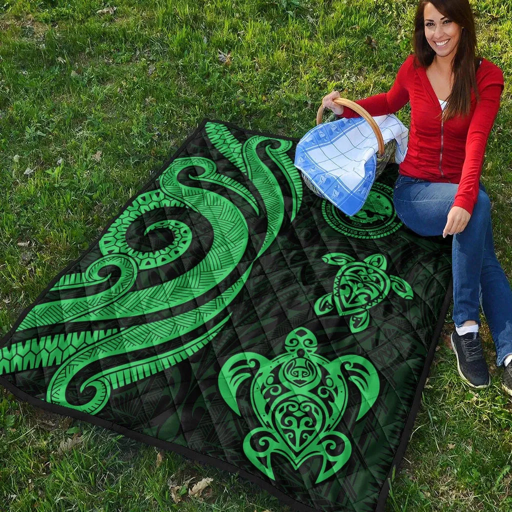 Federated States of Micronesia Premium Quilt - Green Tentacle Turtle