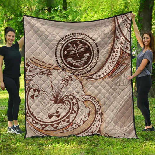 Federated States of Micronesia Premium Quilt - Hibiscus Flowers Vintage Style