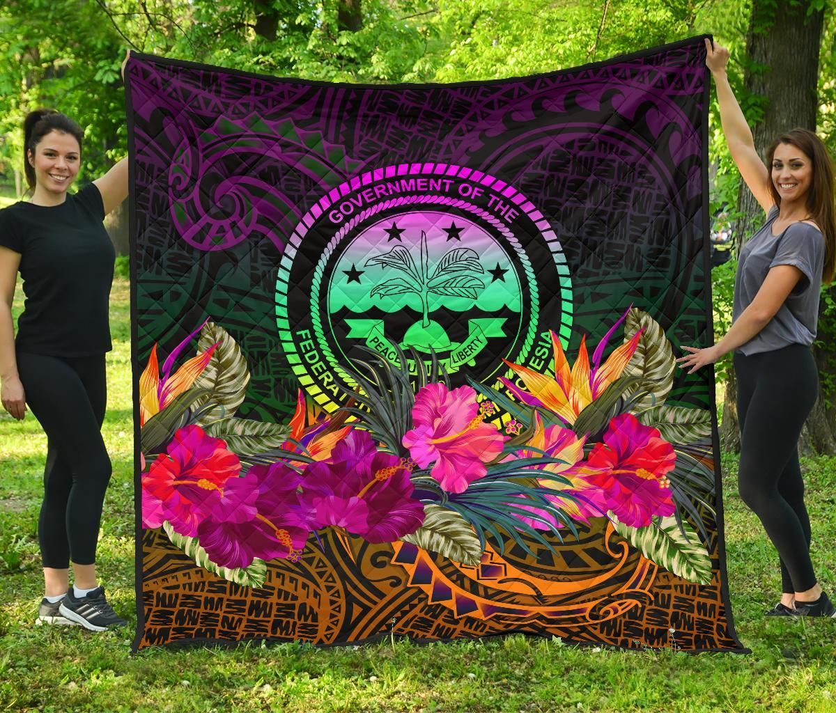 Federated States of Micronesia Premium Quilt - Summer Hibiscus