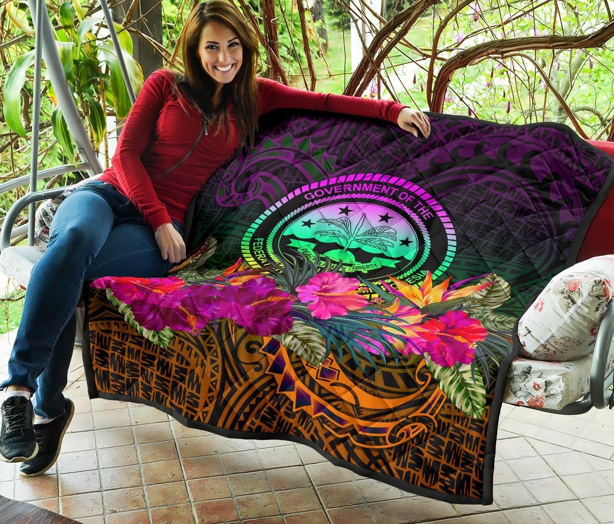 Federated States of Micronesia Premium Quilt - Summer Hibiscus