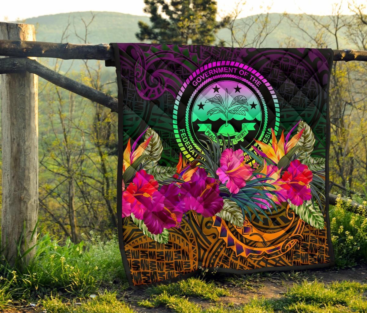 Federated States of Micronesia Premium Quilt - Summer Hibiscus