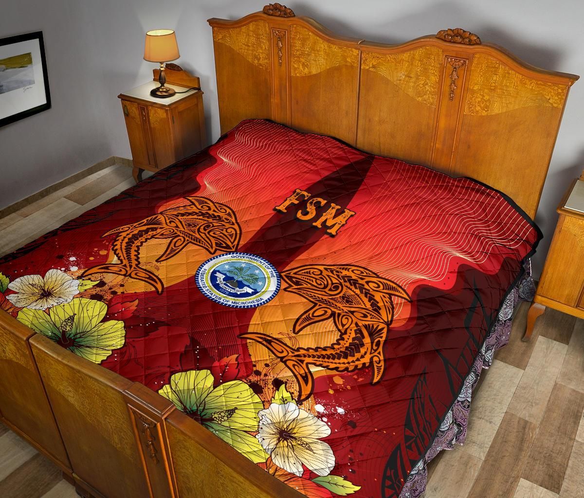 Federated States Of Micronesia Premium Quilt - Tribal Tuna Fish