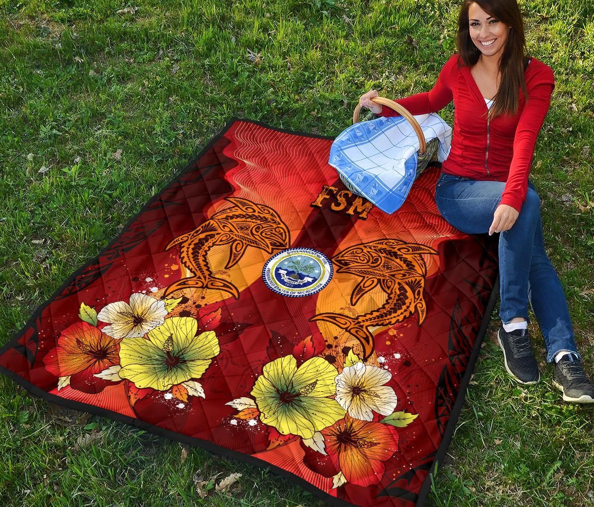 Federated States Of Micronesia Premium Quilt - Tribal Tuna Fish