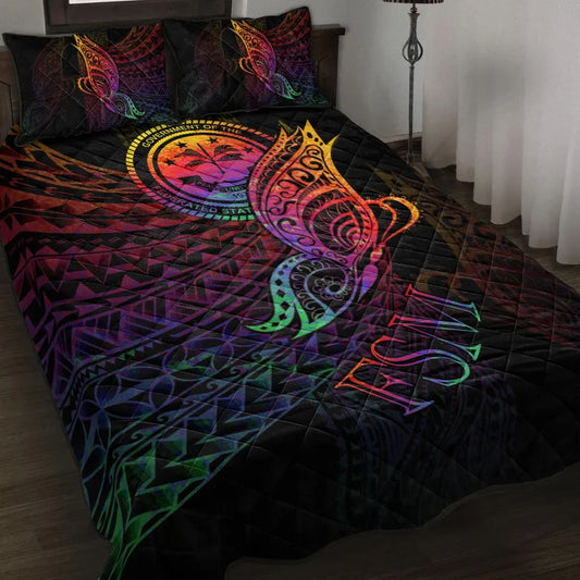 Federated States of Micronesia Quilt Bed Set - Butterfly Polynesian Style