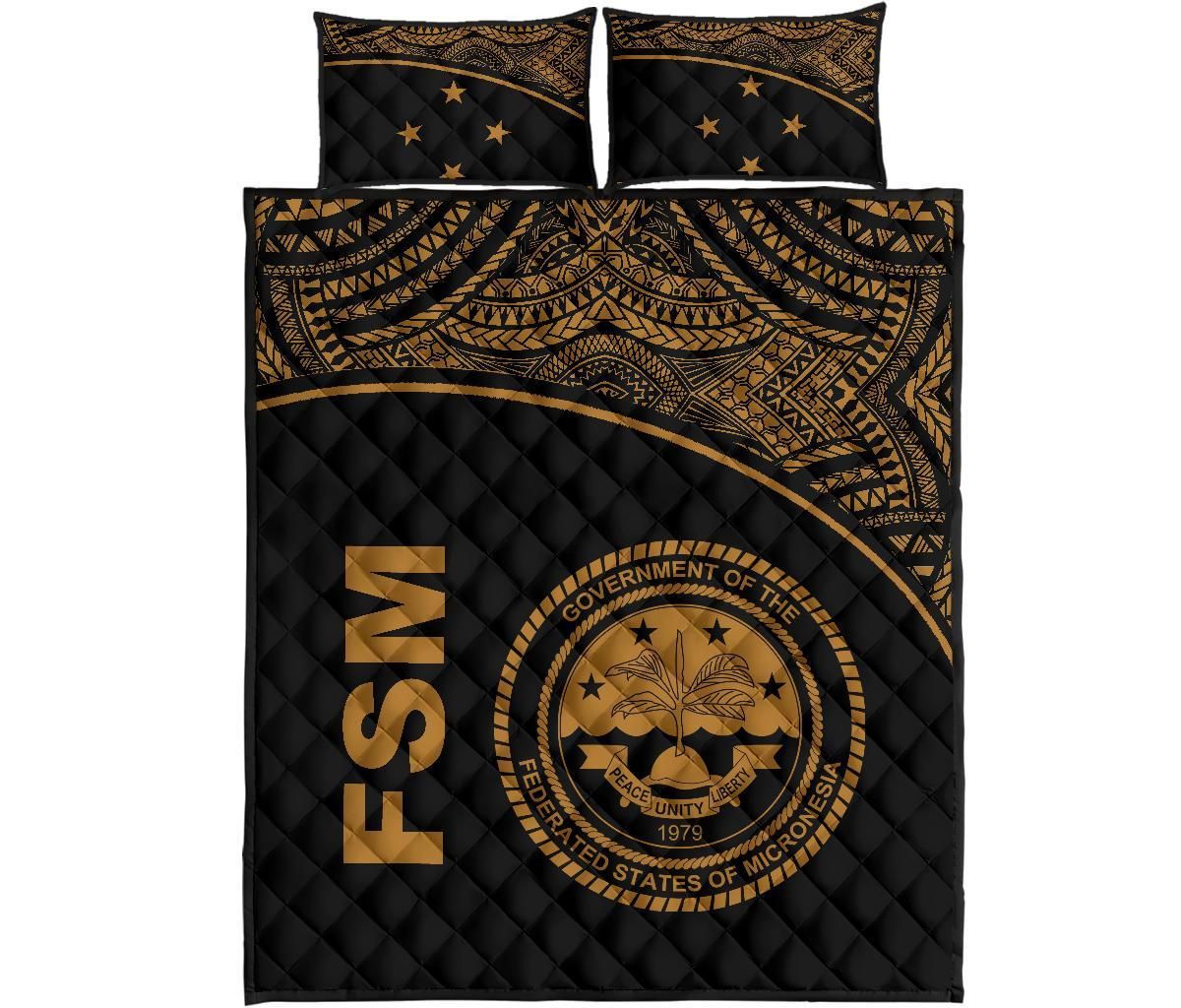 Federated States of Micronesia Quilt Bed Set - Federated States of Micronesia Seal Curve Version