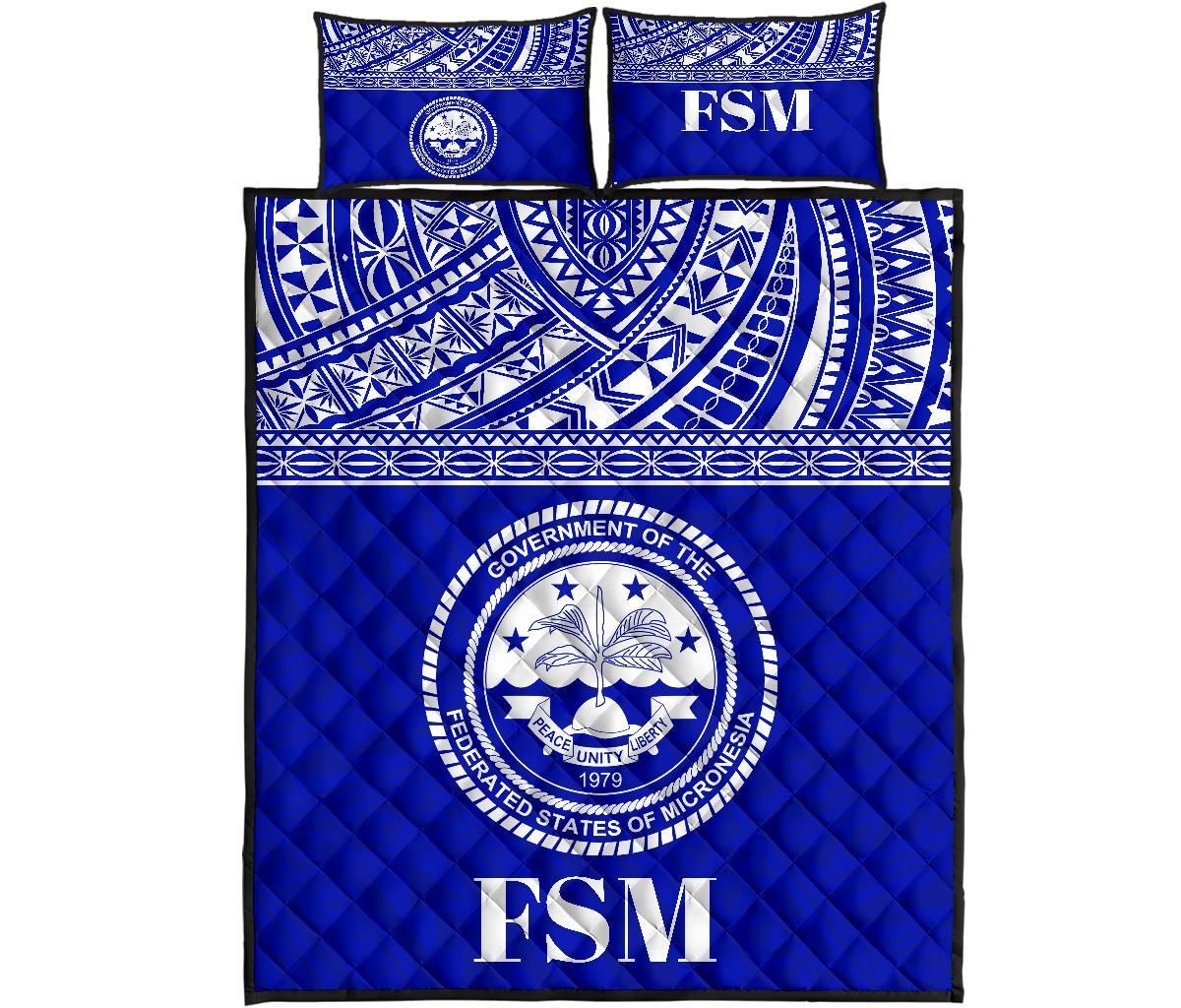Federated States of Micronesia Quilt Bed Set - Federated States of Micronesia Seal Blue Version
