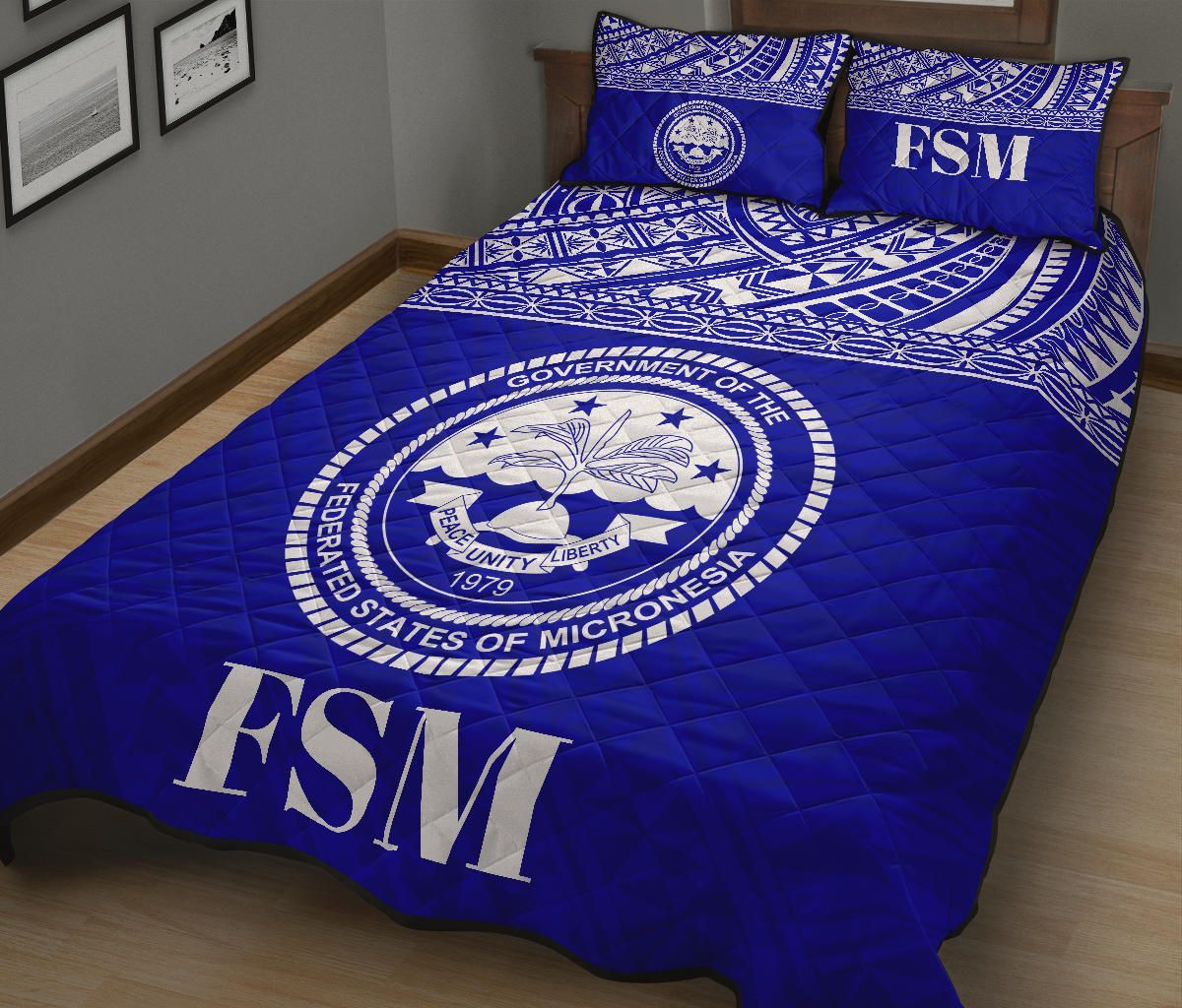 Federated States of Micronesia Quilt Bed Set - Federated States of Micronesia Seal Blue Version
