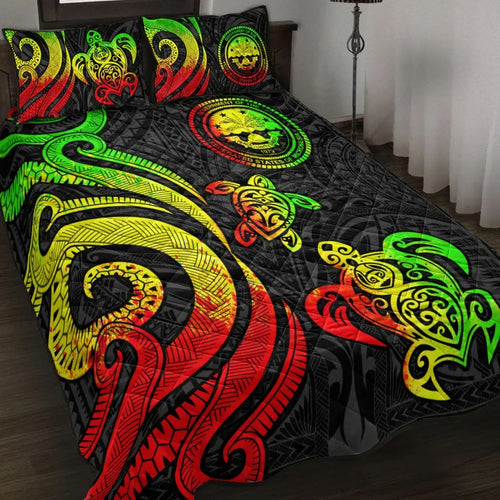 Federated States of Micronesia Quilt Bed Set - Reggae Tentacle Turtle