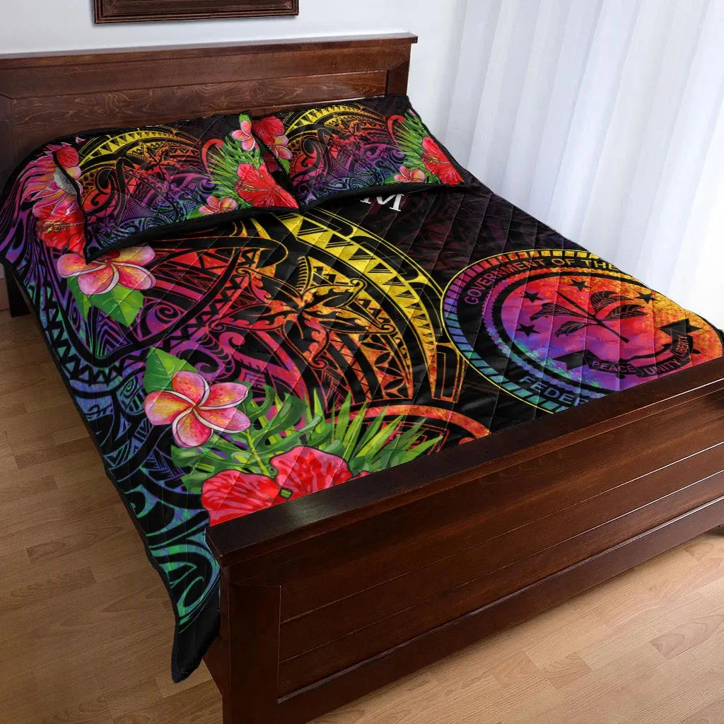 Federated States of Micronesia Quilt Bed Set - Tropical Hippie Style