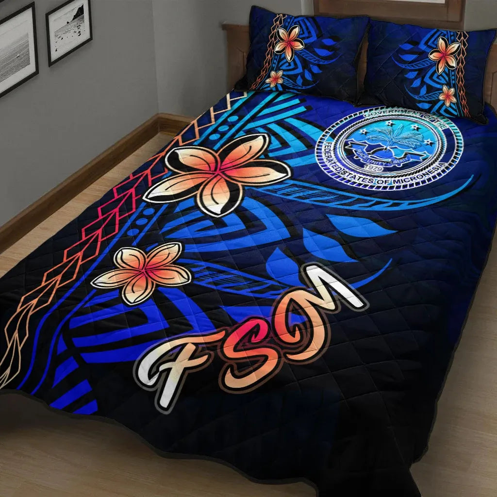 Federated States of Micronesia Quilt Bed Set - Vintage Tribal Mountain
