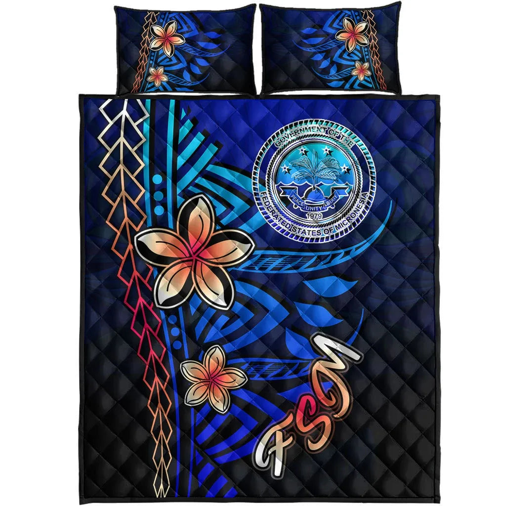 Federated States of Micronesia Quilt Bed Set - Vintage Tribal Mountain