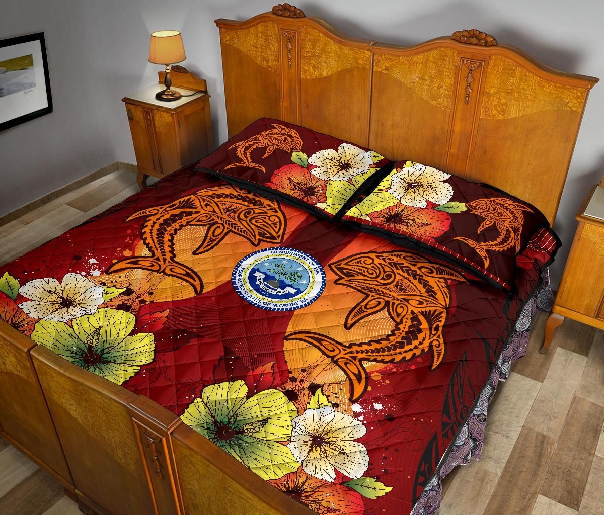 Federated States Of Micronesia Quilt Bed Sets - Tribal Tuna Fish