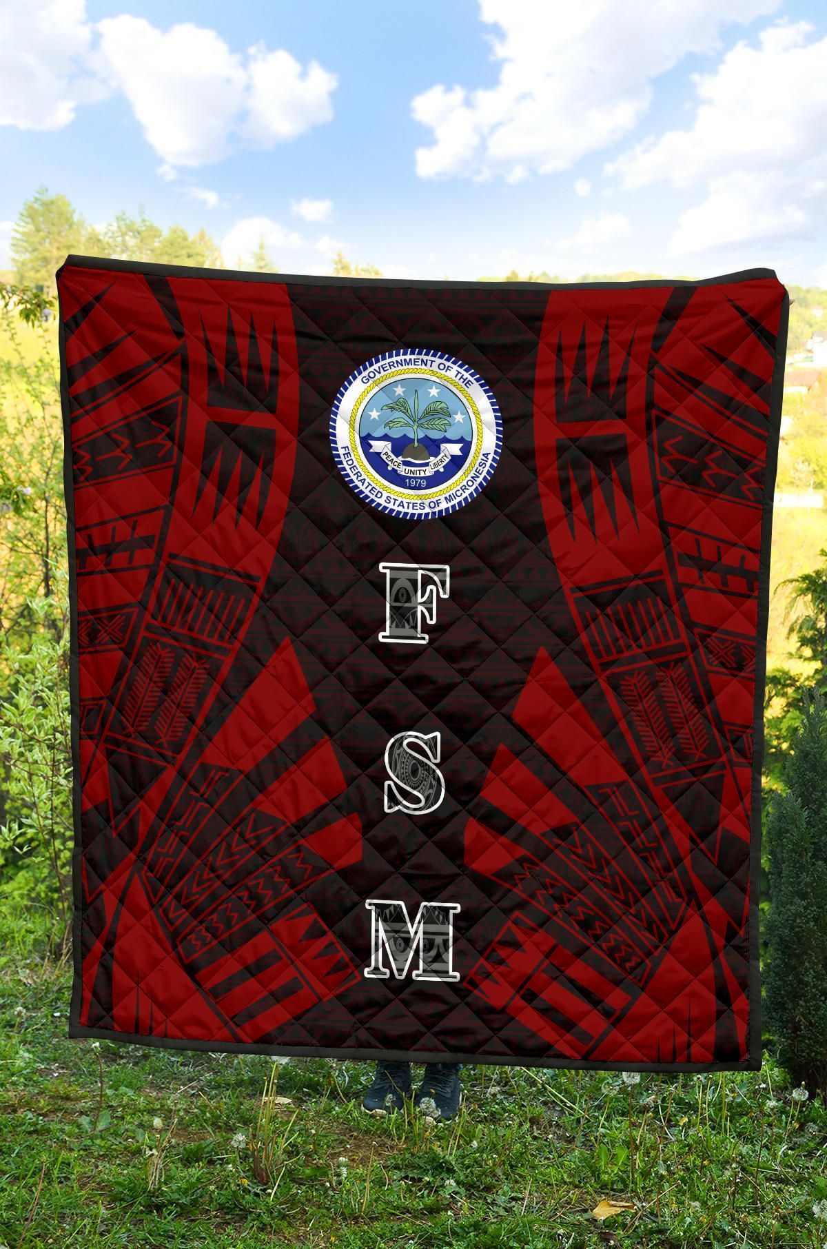 Federated States Of Micronesia Premium Quilt - Federated States Of Micronesia Seal Polynesian Red Tattoo