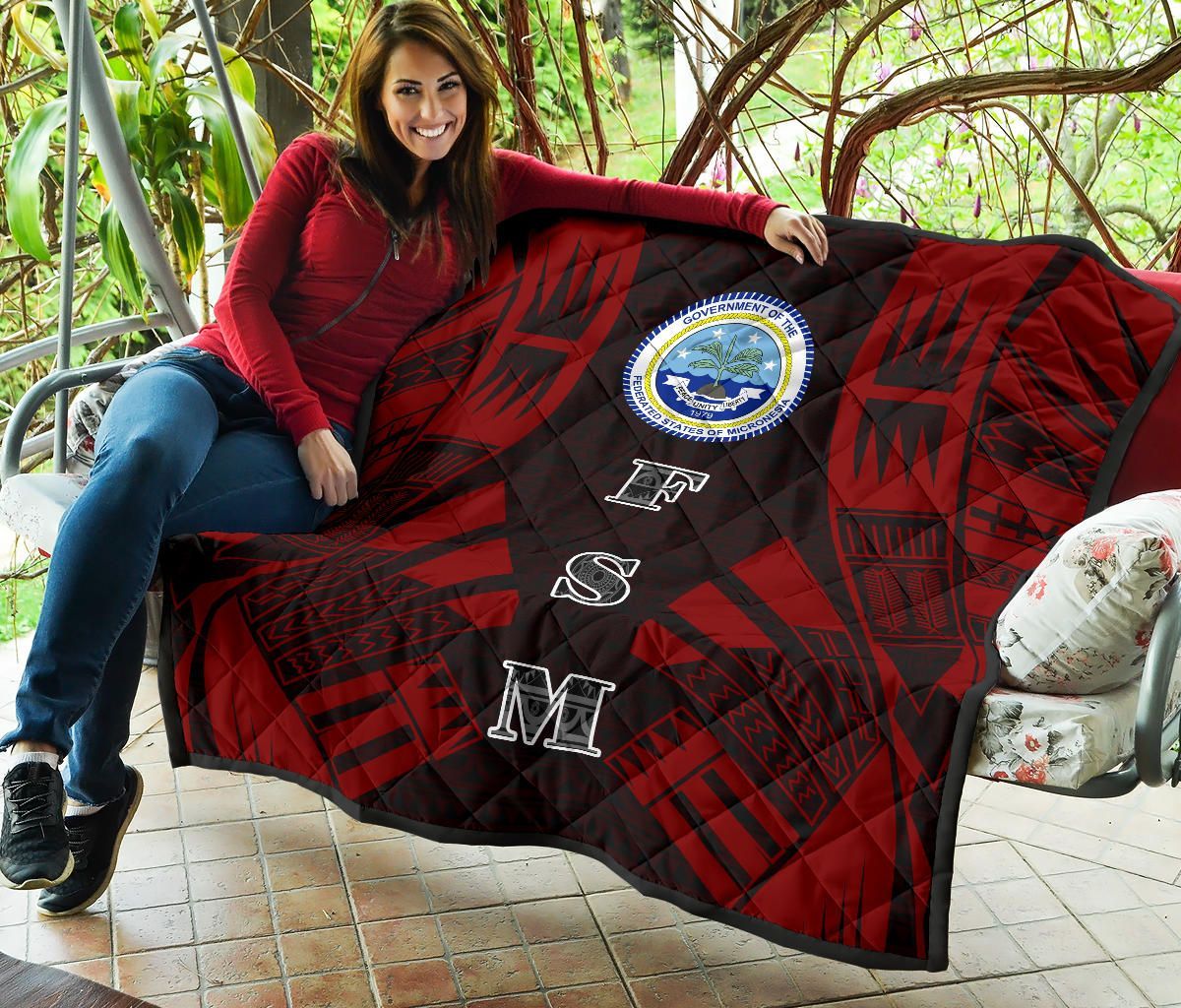 Federated States Of Micronesia Premium Quilt - Federated States Of Micronesia Seal Polynesian Red Tattoo