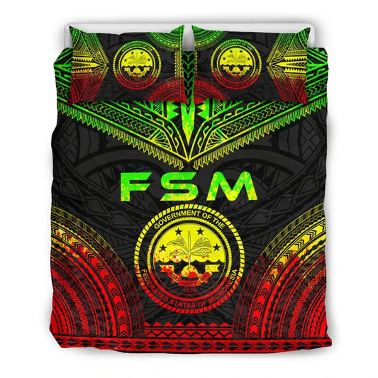 Federated States Of Micronesia Polynesian Chief Duvet Cover Set - Reggae Version
