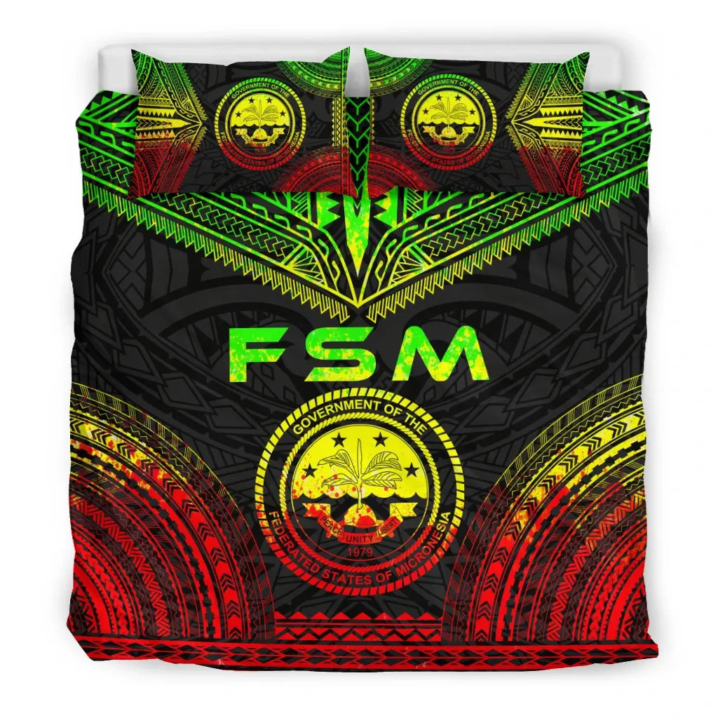Federated States Of Micronesia Polynesian Chief Duvet Cover Set - Reggae Version