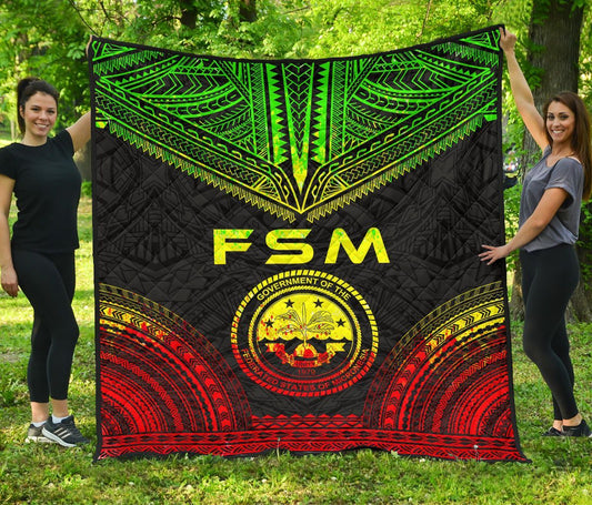 Federated States Of Micronesia Premium Quilt - FSM Seal Polynesian Chief Reggae Version