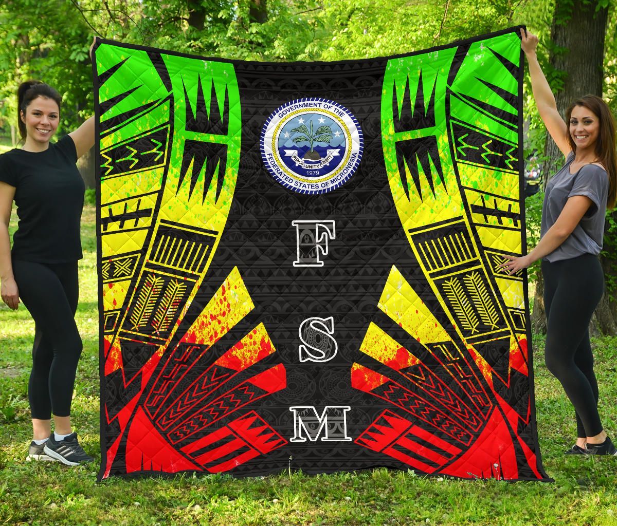 Federated States Of Micronesia Premium Quilt - Federated States Of Micronesia Seal Polynesian Reggae Tattoo