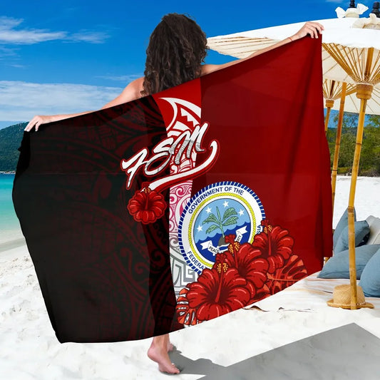 Federated States Of Micronesia Sarong - Coat Of Arm With Hibiscus