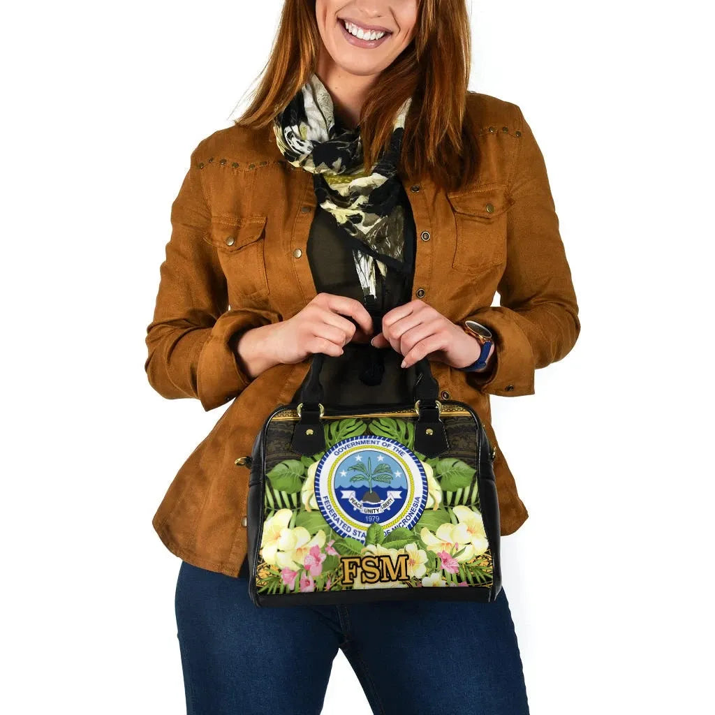 Federated States Of Micronesia Shoulder Handbag - Polynesian Gold Patterns Collection