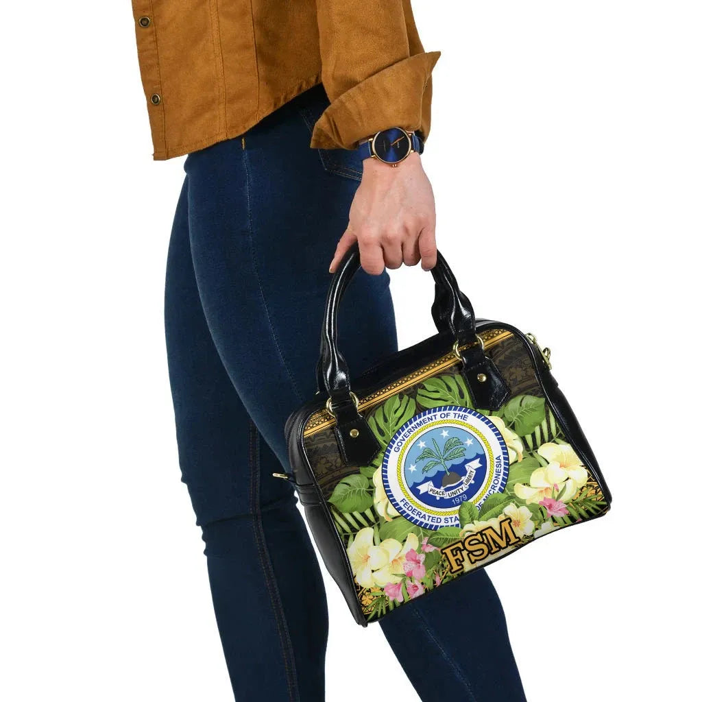 Federated States Of Micronesia Shoulder Handbag - Polynesian Gold Patterns Collection