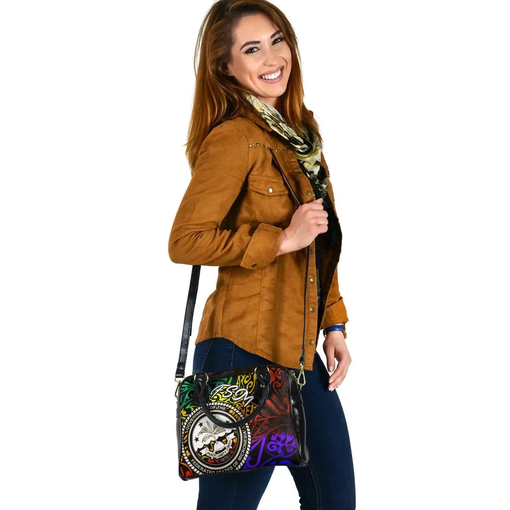 Federated States Of Micronesia Shoulder Handbag - Rainbow Polynesian Pattern